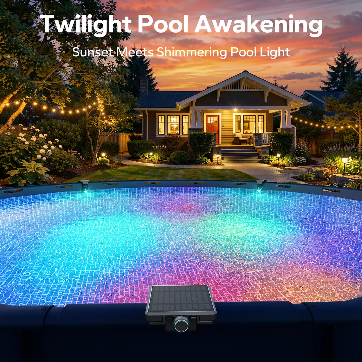 Poolhacker Poolside Solar light, for Inground & Above Ground Pool,Submersible Pool Lights with Remote, Waterproof Design (Black, 1 Pack)Decorative Lighting